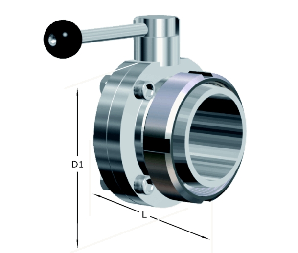 Alacer Mas, Butterfly Valve, Male Nut