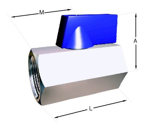 Alacer Mas, 1-Piece Ball Valve, Female-Female (Art. 006)