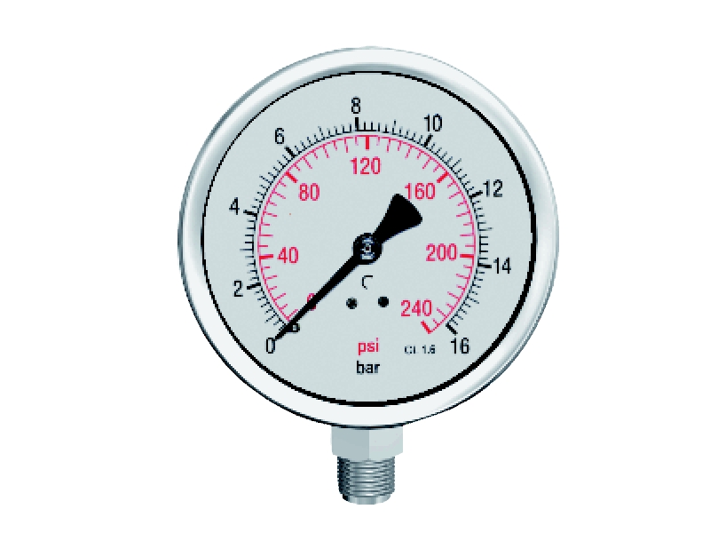 Alacer Mas, Manometer with Glycerin-filled Pressure Gauge (Art. 824)