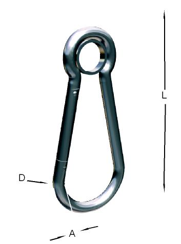 Alacer Mas, Carabiner with AISI-316 stainless steel ring