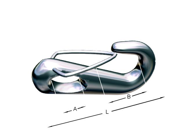 Alacer Mas, Mosquetón con gancho en acero inoxidable AISI-316