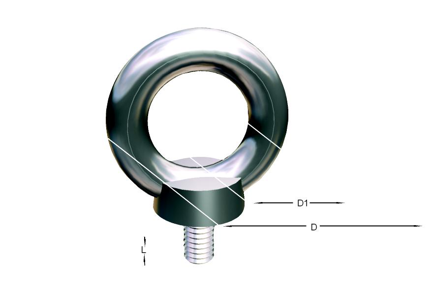 Alacer Mas, Boulon à œil avec pointe DIN 580 en acier inoxydable AISI-316