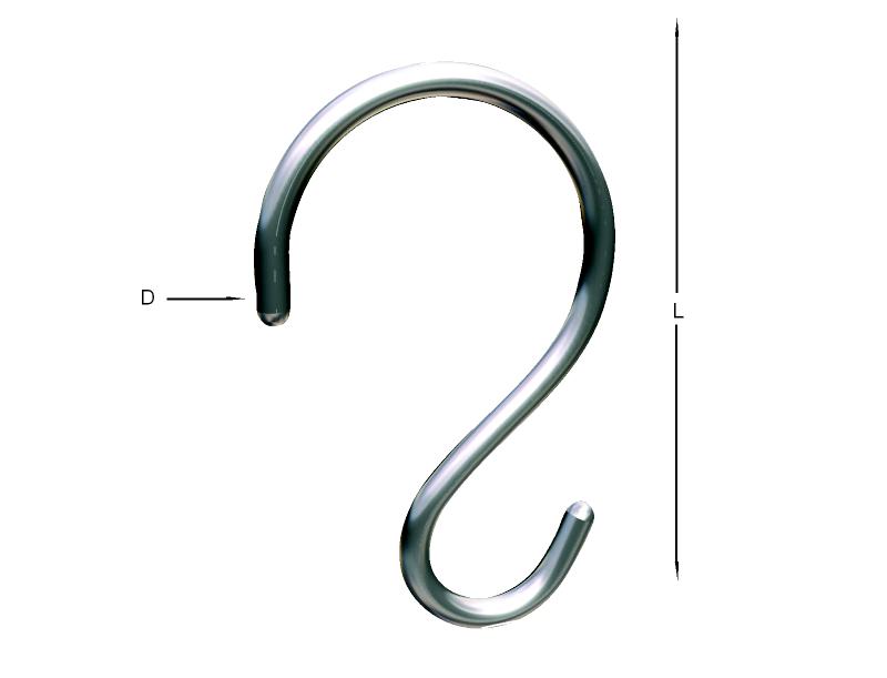 Alacer Mas, "S" shape hook in AISI-304 stainless steel