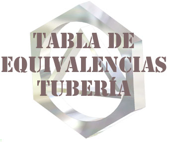 Alacer Mas, Tabla equivalencias tuberías