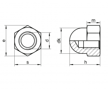 Alacer Mas, Tuerca ciega hexagonal alta DIN-1587