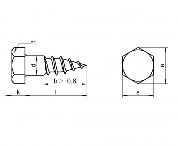 Alacer Mas, Tirafondo de cabeza hexagonal DIN-571